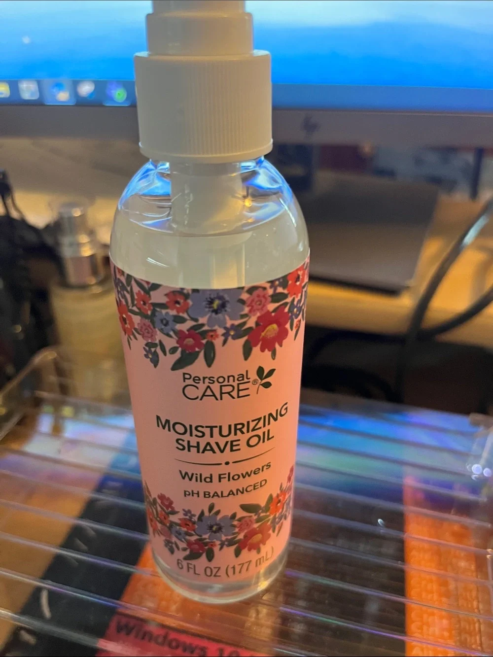 Personal Care Moisturizing Shave Oil - Pink Floral Bottle